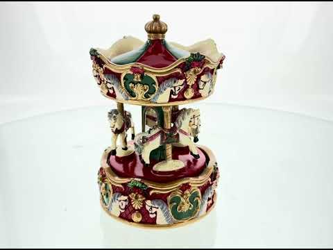 Merry-Go-Round Melody: Musical Christmas Figurine with Spinning Carousel Horses