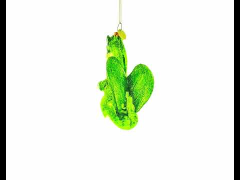 Majestic Flying Green Dragon Blown Glass Christmas Ornament