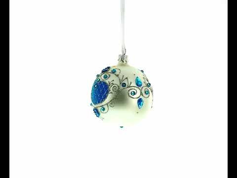 Turquoise Glass Ball Christmas Ornament 3.25 Inches