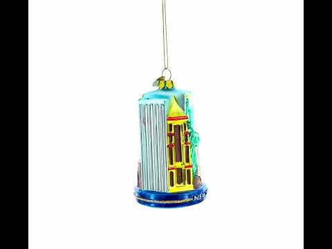 New York City Attractions Blown Glass Christmas Ornament