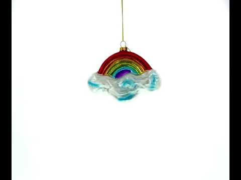Radiant Rainbow Over Clouds - Blown Glass Christmas Ornament
