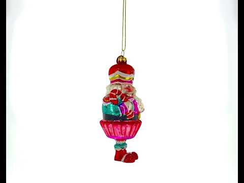 Nutcracker with Cupcake Blown Glass Christmas Ornament