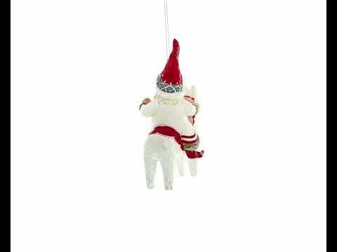 Santa Riding Horse Blown Glass Christmas Ornament