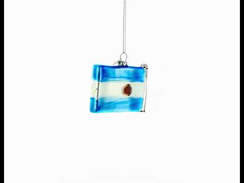 Waving Flag of Argentina Blown Glass Christmas Ornament