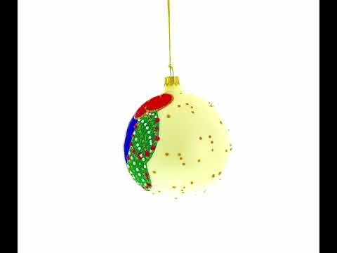 Festive Santa Wreath Gifts Blown Glass Ball Christmas Ornament 4 Inches