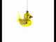 Yellow Duck Adorned with Fabric Bow Glass Christmas Ornament