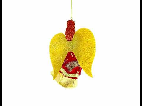 Harmonious Angel Playing Violin Glass Christmas Ornament