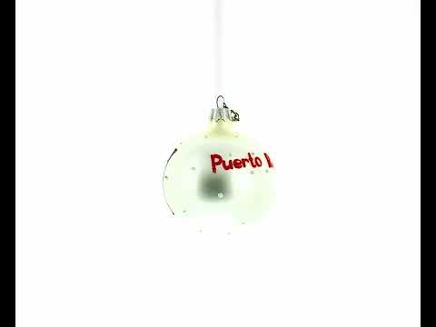 Flag of Puerto Rico Blown Glass Ball Christmas Ornament 3.25 Inches