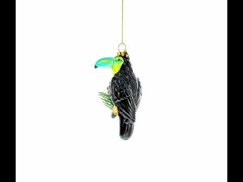 Colorful Toucan Bird Blown Glass Christmas Ornament