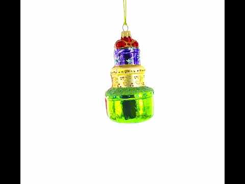 Stacked Gift Boxes Mini Glass Christmas Ornament