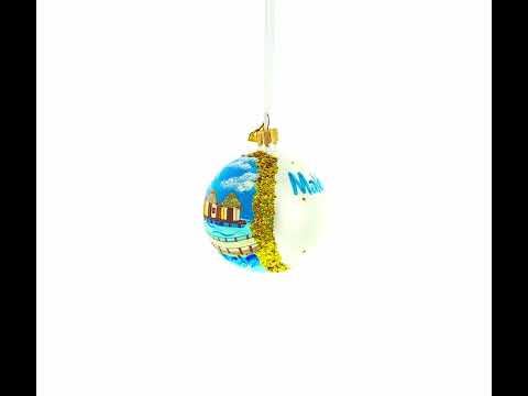 Maldives Resort Glass Ball Christmas Ornament 3.25 Inches