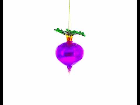 Vibrant Beetroot Blown Glass Christmas Ornament