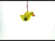 Yellow Duck Rolling on Wheels Blown Glass Christmas Ornament