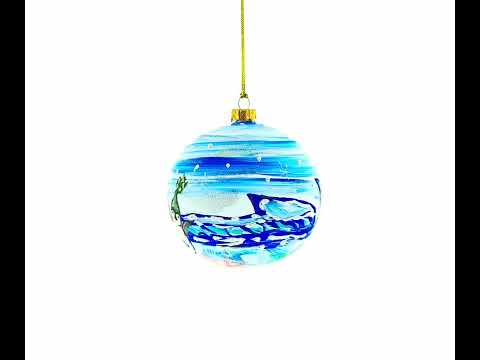 Artisan Blown Glass Ball Christmas Ornament 4 Inches