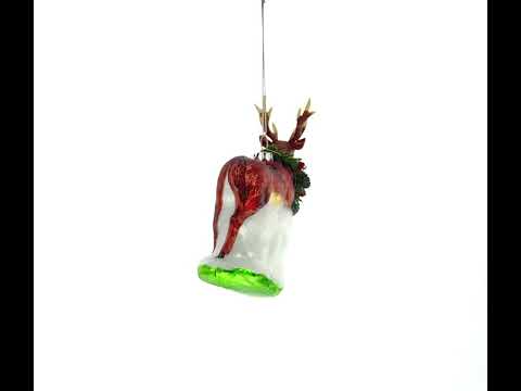 Majestic Reindeer Blown Glass Christmas Ornament