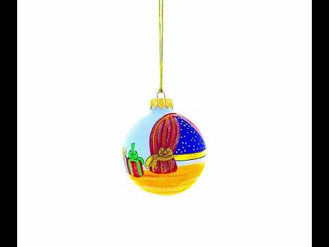 Nutcracker and Clara Blown Glass Ball Christmas Ornament  3.25 Inches