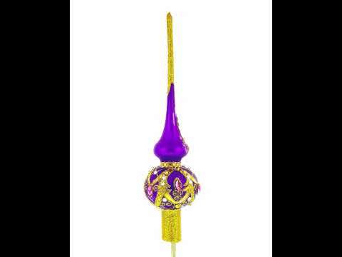 Gold and White Jewels on Purple Glass Tree Topper