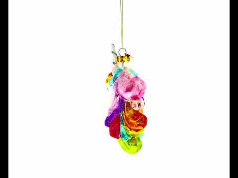 Enchanted Rainbow Unicorn Blown Glass Christmas Ornament