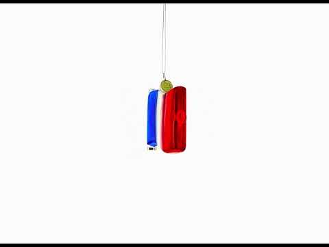 Waving Flag of France Blown Glass Christmas Ornament