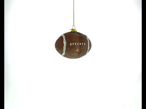 Sparkly Football Blown Glass Christmas Ornament