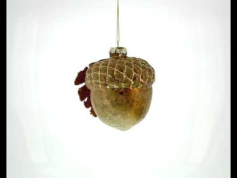 Acorn Rustic Blown Glass Christmas Ornament