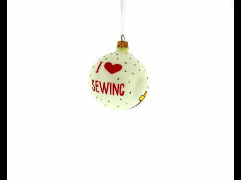 Sewing Enthusiast's Delight Blown Glass Christmas Ornament 3.25 Inches