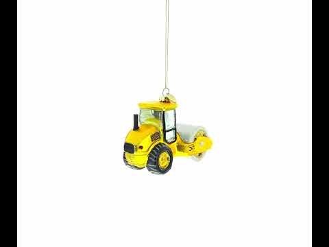 Road Roller Blown Glass Christmas Ornament