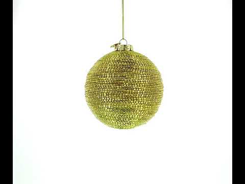 Beaded Gold Glass Ball -Blown Glass Christmas Ornament