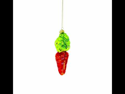 Whimsical Orange Carrot Blown Glass Christmas Ornament