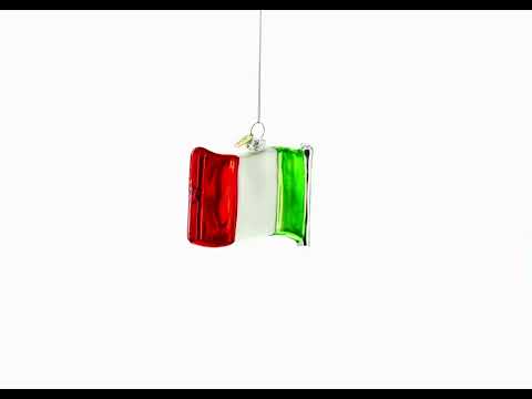 Waving Flag of Italy Blown Glass Christmas Ornament