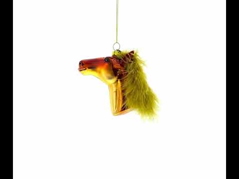 Horse Head Blown Glass Christmas Ornament