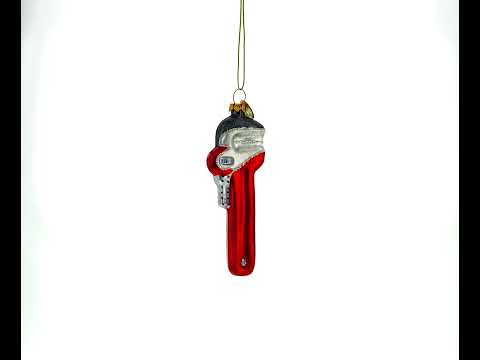 Adjustable Red Wrench Blown Glass Christmas Ornament