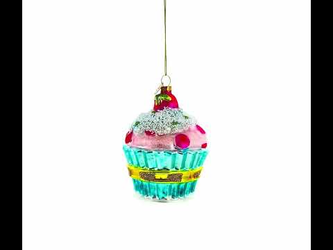 Sugar Frosted Delight: Cupcake Glass Christmas Ornament