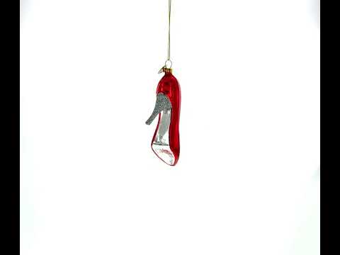 Sultry Red High Heel Shoe Blown Glass Christmas Ornament