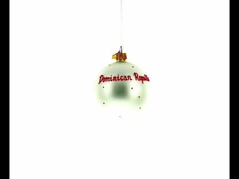 Flag of Dominican Republic Glass Ball Christmas Ornament 4 Inches