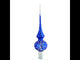 Blue Paisley Artisan Hand Crafted Mouth Blown Glass Christmas Tree Topper 11 Inches