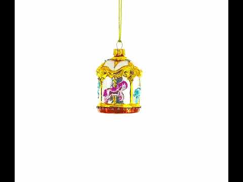 Golden Carousel Mini Glass Christmas Ornament