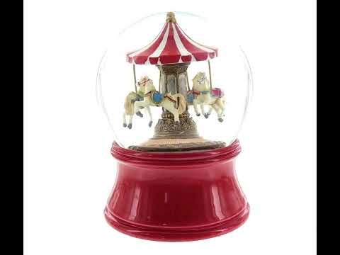 Whirling Carousel Wind-up Spinning Horses Musical Water Globe