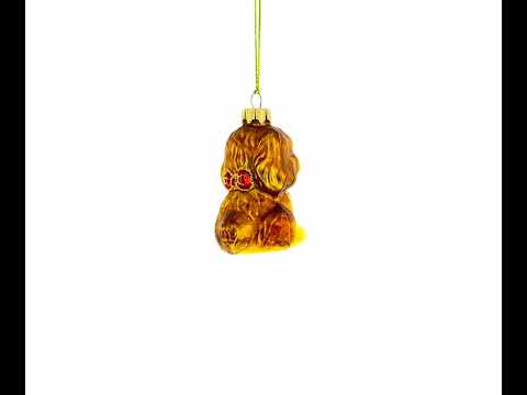 Puppy with Heart on Collar Mini Glass Christmas Ornament