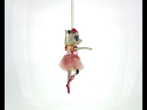 Enchanting Ballerina Cow in Tutu Dancing Blown Glass Christmas Ornament