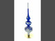 Dimensional Pearls and Twisted Rope on Double Ball Blue Blown Glass Christmas Tree Topper 12.5 Inches