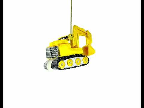 Mighty Excavator Blown Glass Christmas Ornament