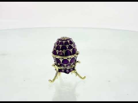 Jeweled Golden Arches on Purple Enamel Royal Inspired Imperial Easter  Egg 2.25 Inches