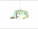 Camper Trailer with Awning - Blown Glass Christmas Ornament