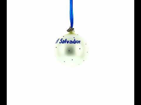 Flag of El Salvador Glass Ball Christmas Ornament 3.25 Inches