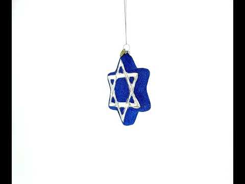 Jewish Star of David Blown Glass Christmas Ornament