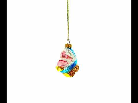 Newborn Baby Girl in a Stroller Mini Glass Christmas Ornament