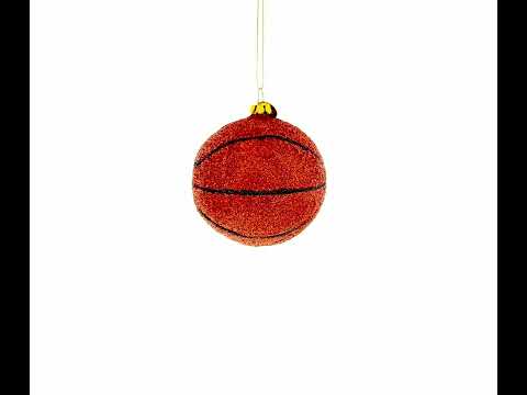 Adorno navideño de vidrio soplado con forma de pelota de baloncesto Slam-Dunk