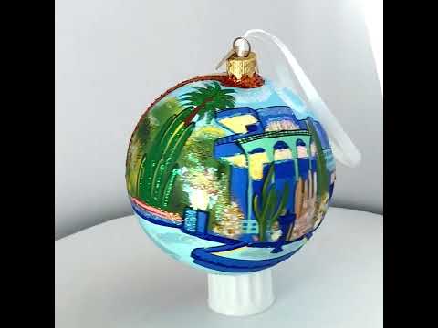 Jardin Majorelle, Marrakesh, Morocco Glass Ball Christmas Ornament 4 Inches