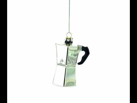 Charming Coffee Maker Mocha Pot Glass Christmas Ornament